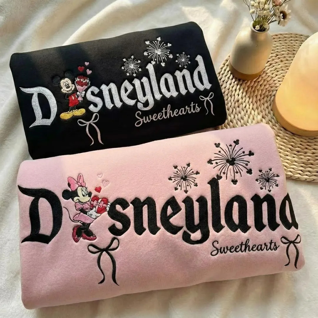 Couple Sweethearts Valentine Sweatshirts, Magical Land Embroidered Hoodie, Cartoon Mouse Couple E... | Etsy (US)