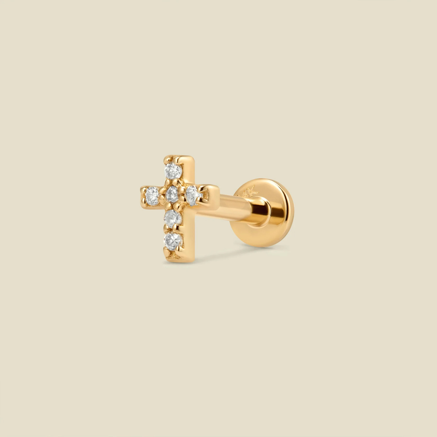 14k Diamond Cross Earrings - Flat Back Stud | Made By Mary | Made By Mary | Made By Mary