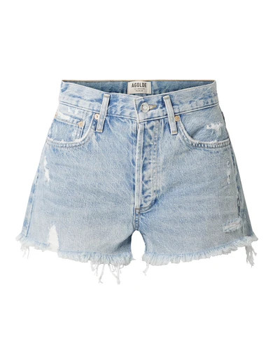 AGOLDE - Parker Distressed Denim Shorts - Light denim | NET-A-PORTER (UK & EU)