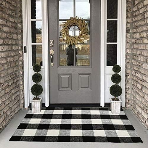 Buffalo Plaid Check Rug - 27.5''x43'' Cotton Hand-Woven Indoor/Outdoor Area Rugs for Layered Door... | Amazon (US)