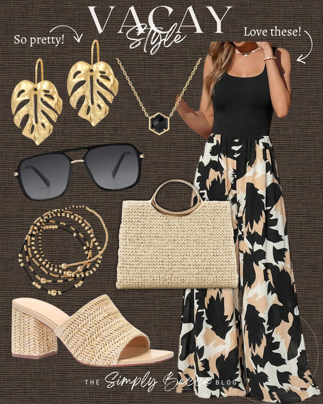 Umm, this is *the* perfect vacay jumpsuit!

@amazon #amazon #ltkwomens #vacaystyle #vacationoutfit #goldbeadedbracelet #blacksunglasses #leafearrings #strawclutch 

 #LTKdayinmylife #LTKootd #LTKTravel