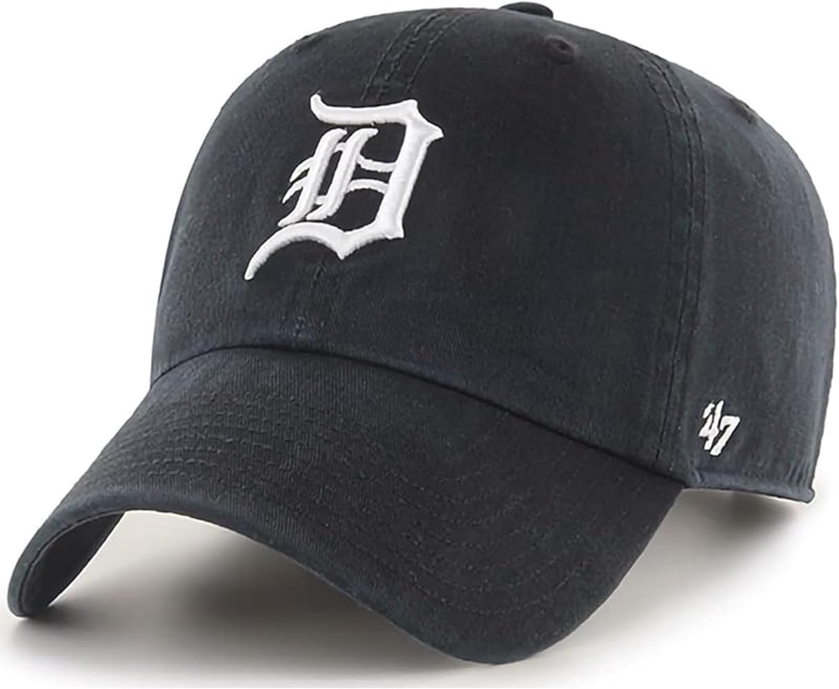 47 Brand MLB Black White Primary Logo Clean Up Adjustable Baseball Cap Hat, Adult One Size Fits A... | Amazon (US)