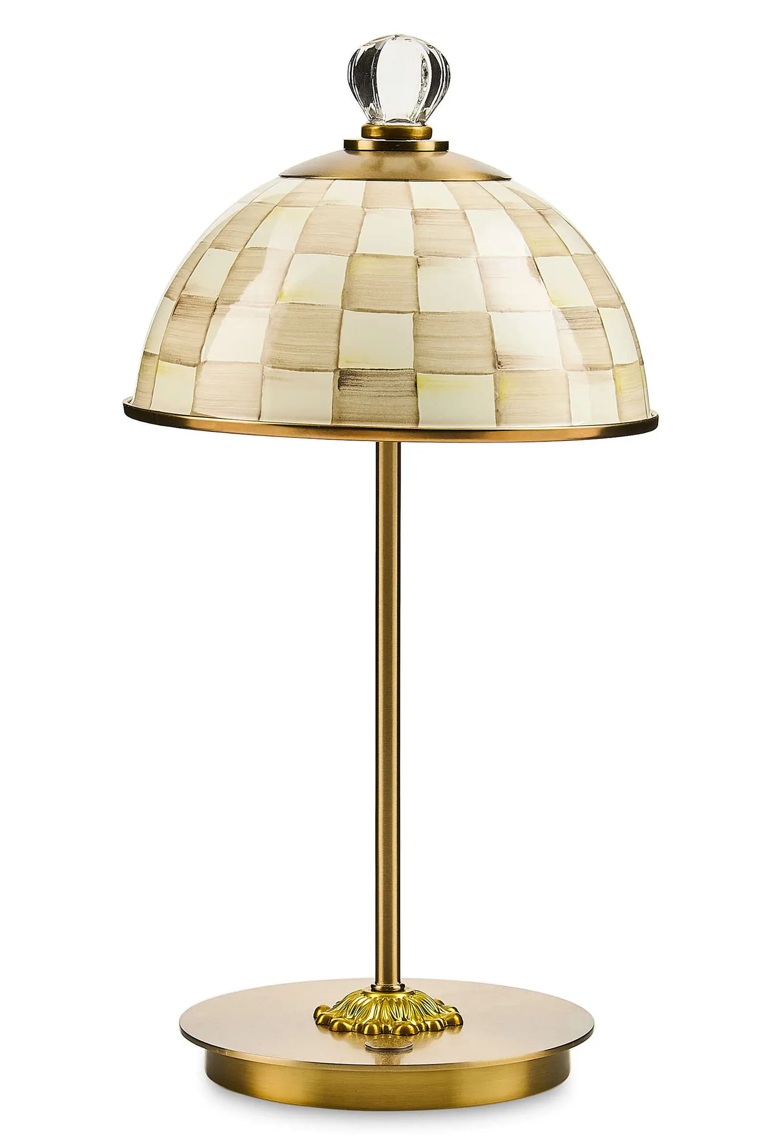 MACKENZIE CHILDS Mocha Check LED Rechargeable Dome Table Lamp | Nordstrom | Nordstrom
