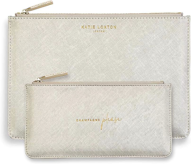 Katie Loxton Champagne Please Womens Large & Slim Vegan Leather Clutch Perfect Pouch Boxed 2 Piec... | Amazon (US)