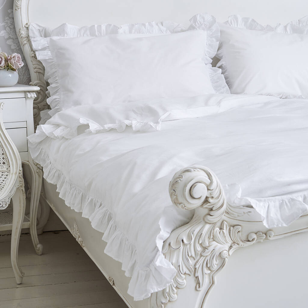 Pair Ruffle White Cotton Pillowcase With Frill Edge | Not On The High Street