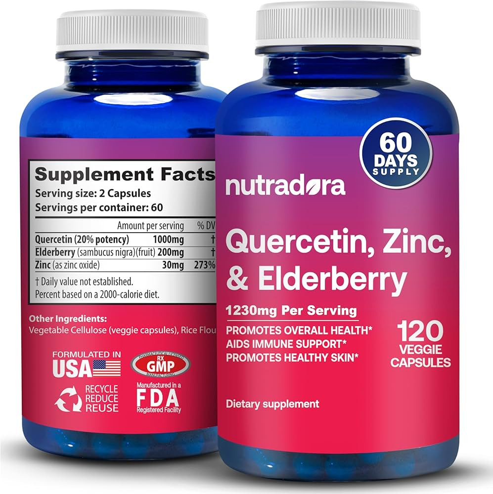 Quercetin 1000mg Veggie Capsules, Non-GMO, Elderberry Zinc Quercetin Supplements Supports Immune,... | Amazon (US)