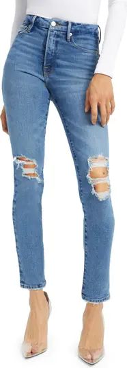 Good American Good Classic Distressed Raw Hem Skinny Jeans | Nordstromrack | Nordstrom Rack