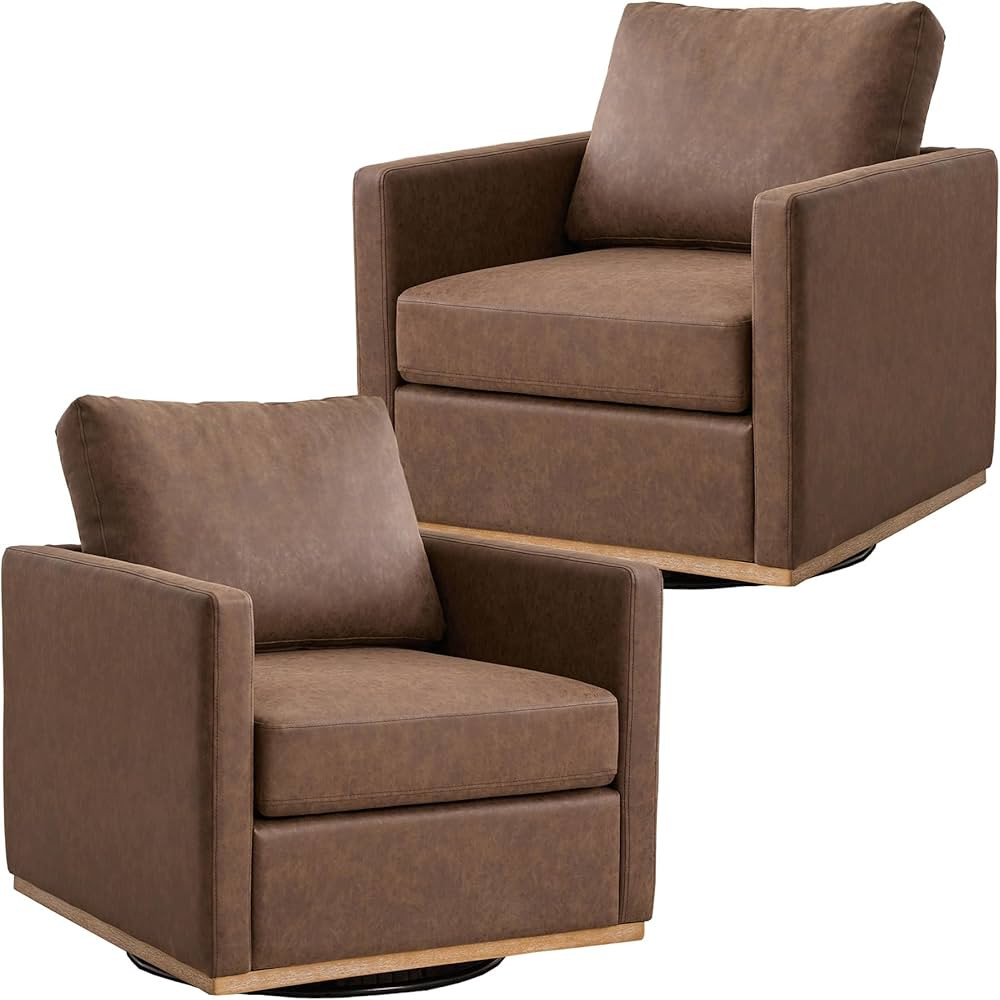 Swivel Accent Chair Set of 2, 360 Degree Square Swivel Chair for Living Room, Mid Century Modern ... | Amazon (US)