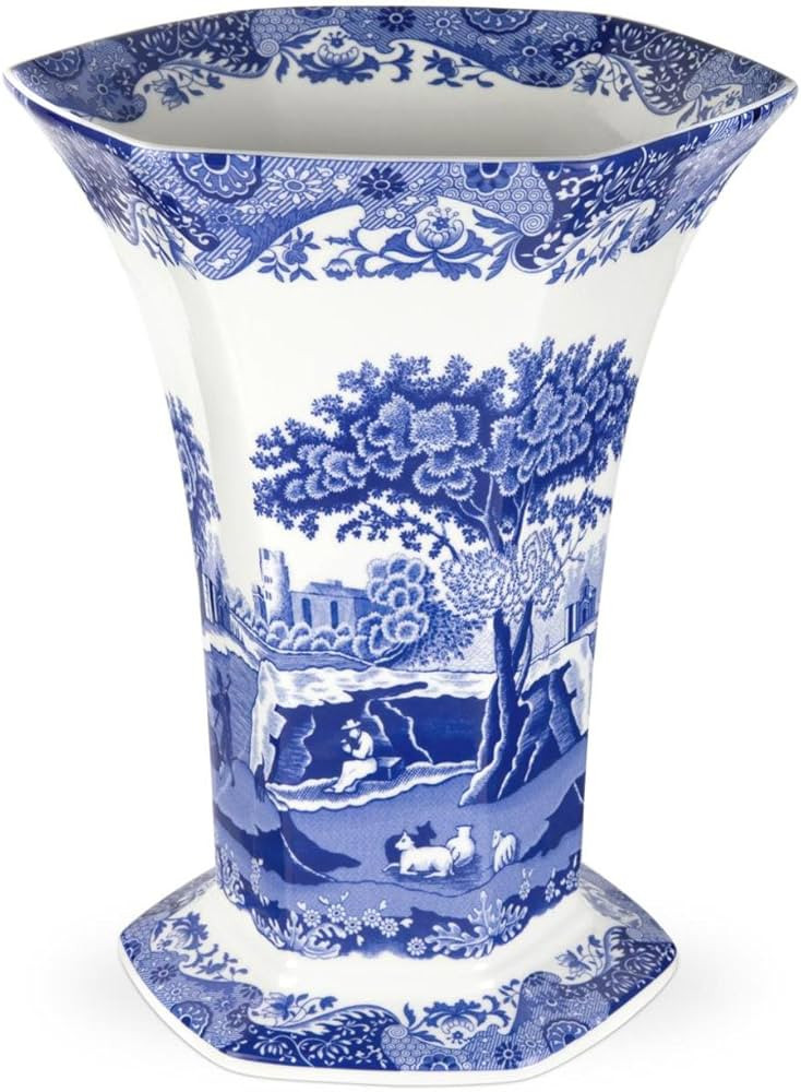 Portmeirion Blue Italian Collection Hexagonal Vase | 10.5 Inch Tall | Table Centerpiece Dcor for ... | Amazon (US)