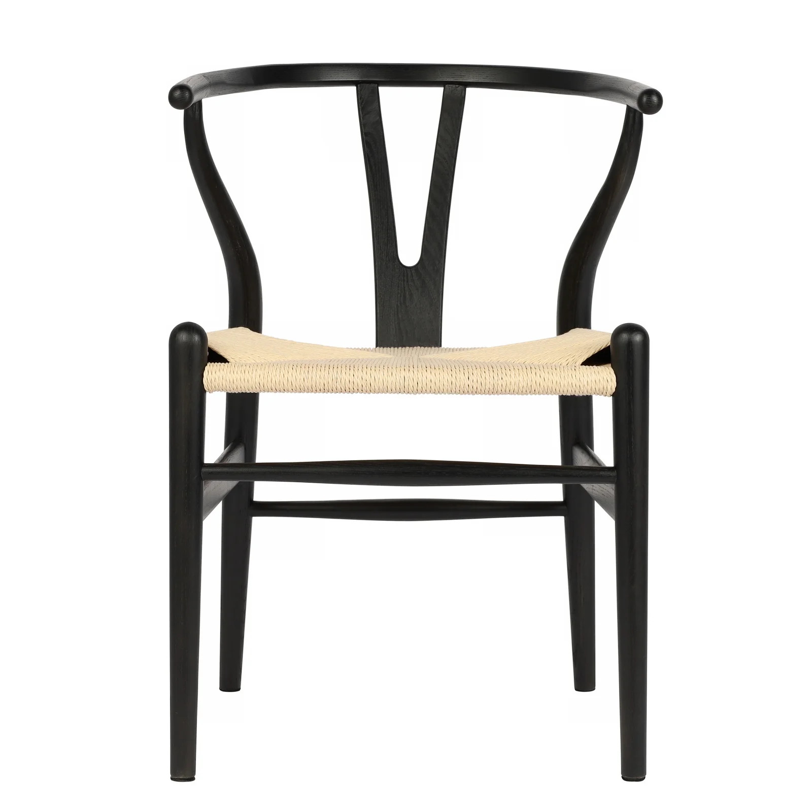 Tomile Mid-Century Solid Wood Dining Chair Wishbone Chair,Black Chair Natural Seat | Walmart (US)