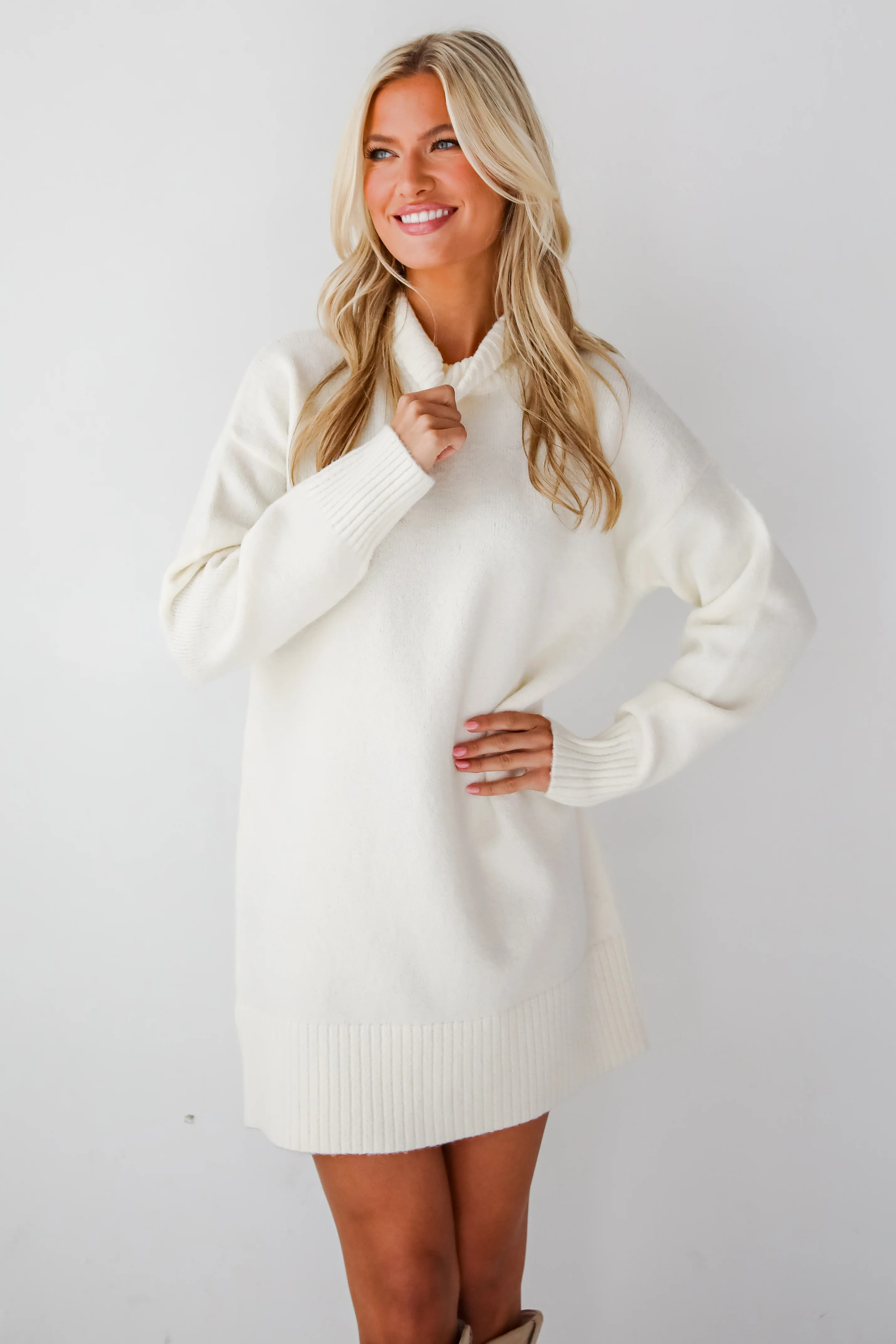 Cute Mock Neck Mini Sweater Dress | Cozy Dresses | Dress Up | Dress Up