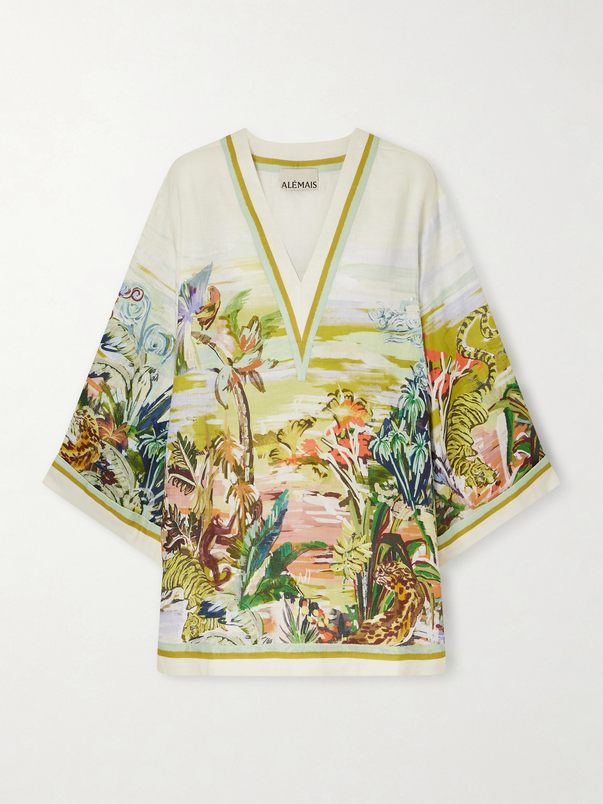 ALÉMAIS - Jungle Boogie Printed Linen Mini Dress - Multi | NET-A-PORTER (US)