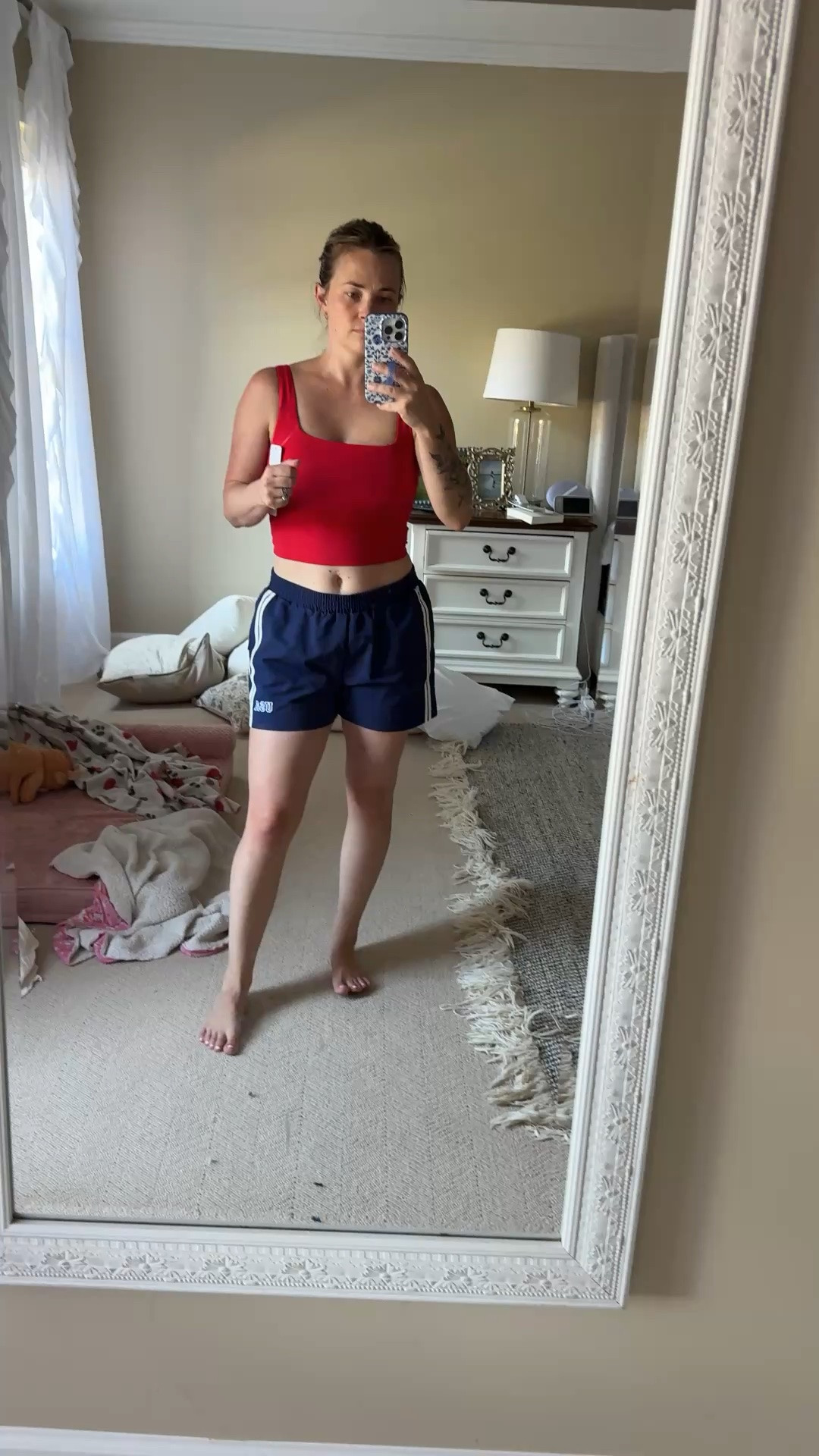 Such a girly sporty outfit to cheer on the US in the World Cup or for 4th of July! Wearing small in top, medium in shorts. Shorts are 100% nylon so that’s why I went a little bigger.

#LTKootd #LTKmomlife