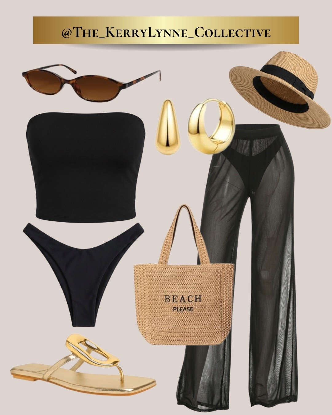 🏖️ Beach Club Edit 🖤

Vacation style starts with the perfect all-black swim look. Timeless, flattering, and effortlessly chic, this outfit is made for beach clubs, poolside lounging, tropical vacations, and sunset cocktails.

I paired a classic bandeau bikini with sheer mesh cover-up pants, neutral slides, oversized sunnies, a straw tote, and gold accessories for a look that feels elevated without trying too hard.

✨ Amazon finds
✨ Mix-and-match vacation staples
✨ Classic pieces you’ll wear year after year

Everything is linked in my LTK so you can recreate the entire look for your next getaway! ☀️🌴

#LTKStyle #LTKFinds #BeachClubEdit #VacationStyle #BeachOutfit #AmazonFashion #ResortWear #PoolsideStyle #SummerStyle #BeachVacation #NeutralStyle #VacationWardrobe #TravelStyle #BeachClub #AmazonFinds