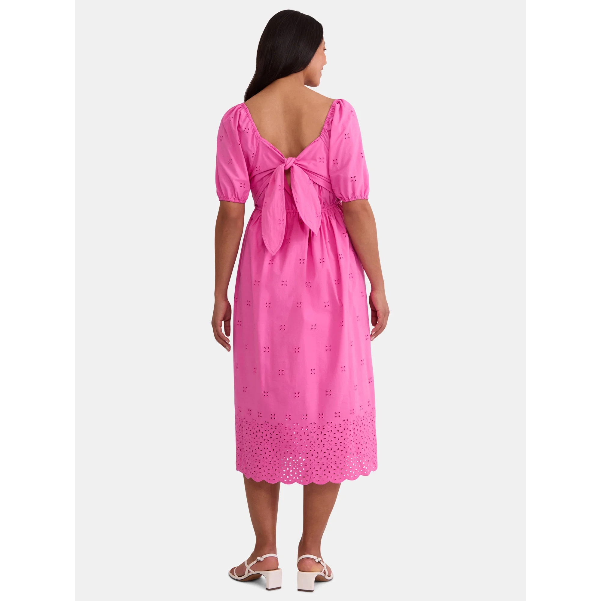 Time and Tru Women's and Women's Plus Eyelet Midi Dress, Sizes XS-4X | Walmart (US)