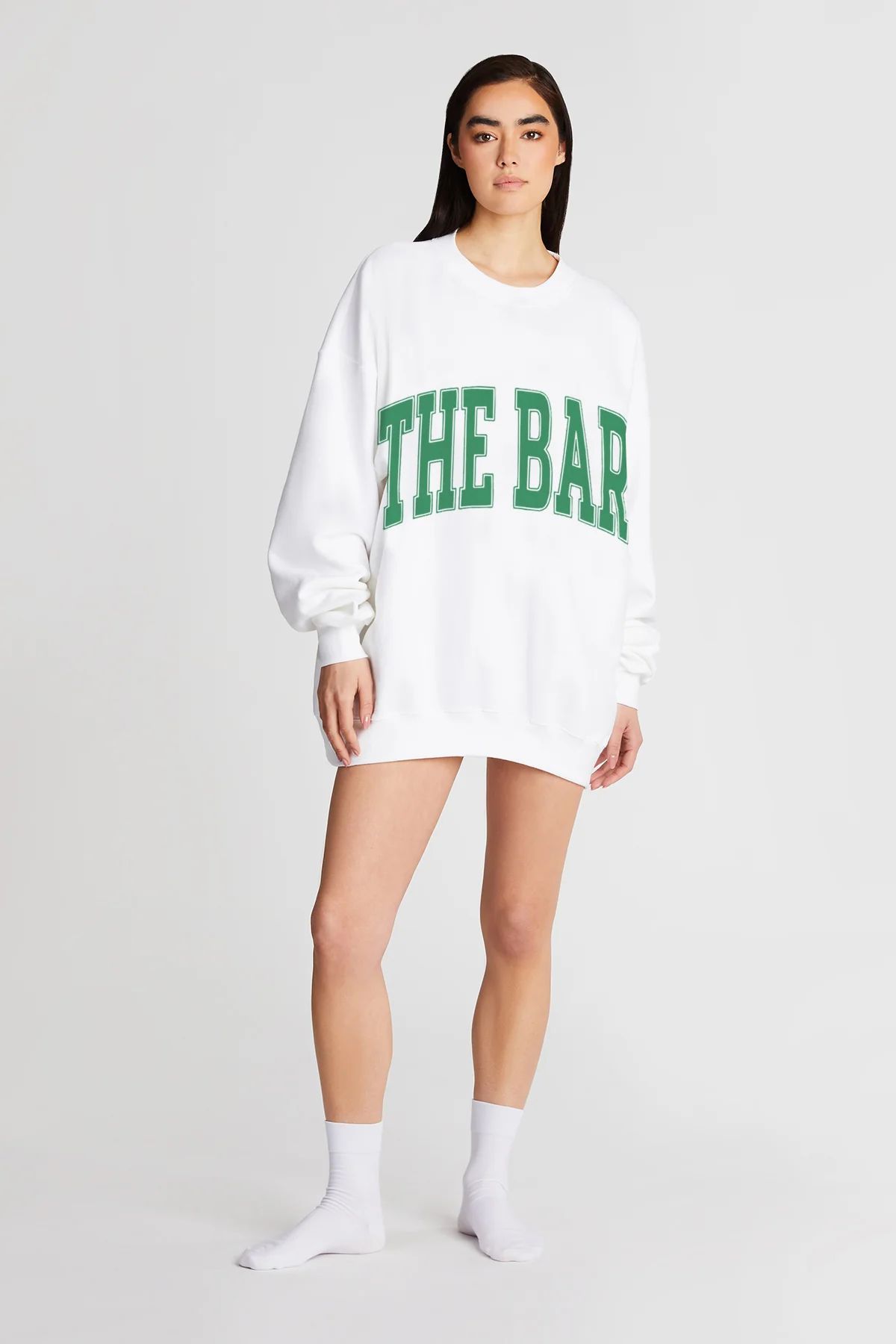 VARSITY SWEATSHIRT WHITE/GREEN | The Bar