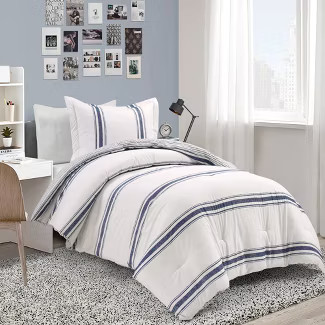 Farmhouse Stripe Reversible Cotton Comforter & Sham Set - Lush Décor | Target