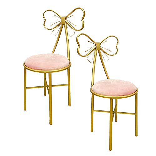 Wisfor Pack of 2 Pink Bow Vanity Chairs Makeup Bedroom Chairs Stool with Bow Knot Backrest and Ve... | Amazon (US)
