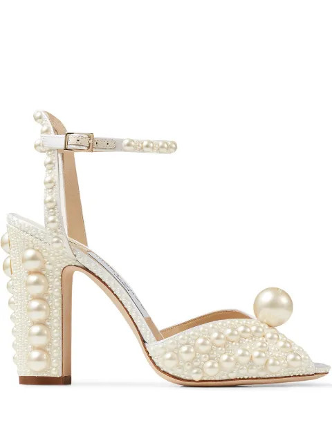 JIMMY CHOO Sacaria pearl-embellished Sandals - Farfetch | Farfetch Global