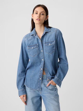 Fitted Denim Western Shirt | Gap Factory