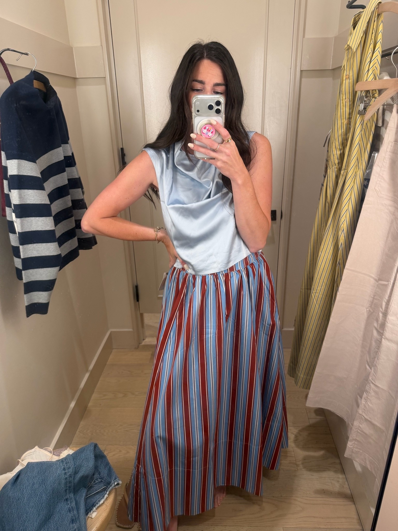 Silky top and striped maxi skirt

#LTKTall #LTKootd