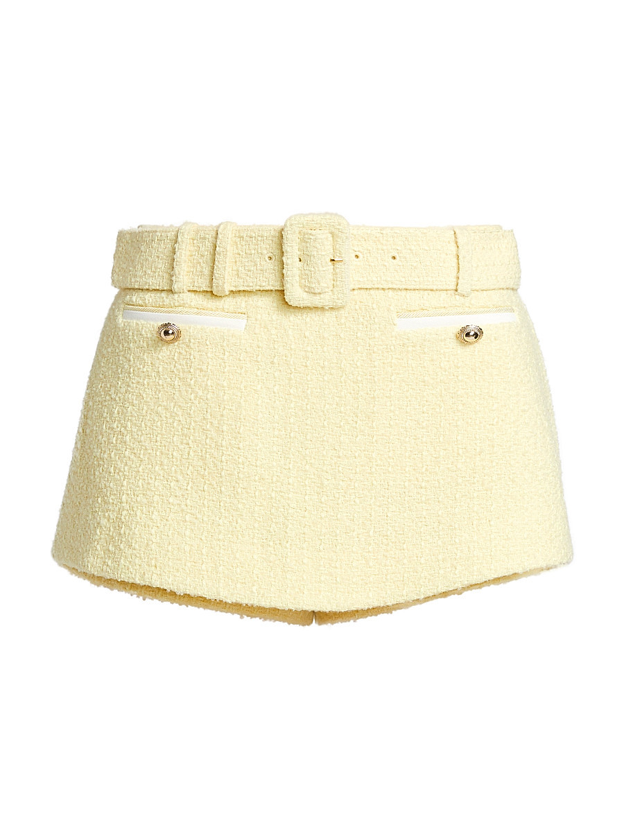 Women's Bouclé Tweed Belted Skort - Yellow - Size 4 | Saks Fifth Avenue