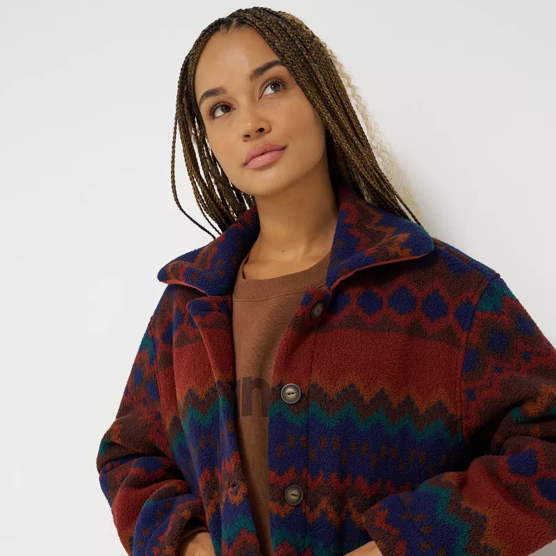 Wrangler Women's Button-Up Jacket - Brown/Blue 3X | Target