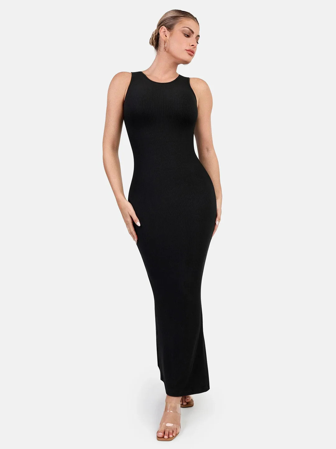 Shapewear Modal Sleeveless Crew Neck Slimming Maxi Dress | Popilush