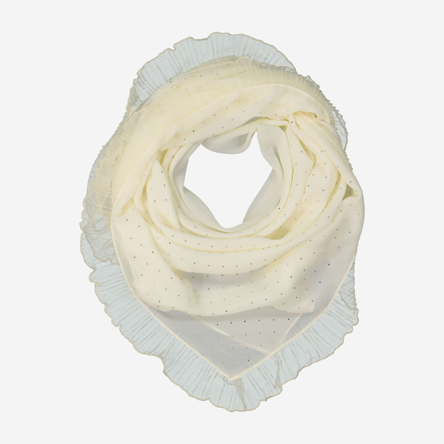 Cream Embellished Ruffle Edge Scarf 105x105cm | TK Maxx