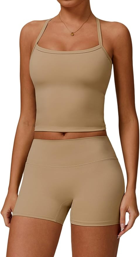 Two Piece Workout Sets For Women Tank Top Matching High Waist Booty Lifting Shorts Gym Yoga Activ... | Amazon (US)