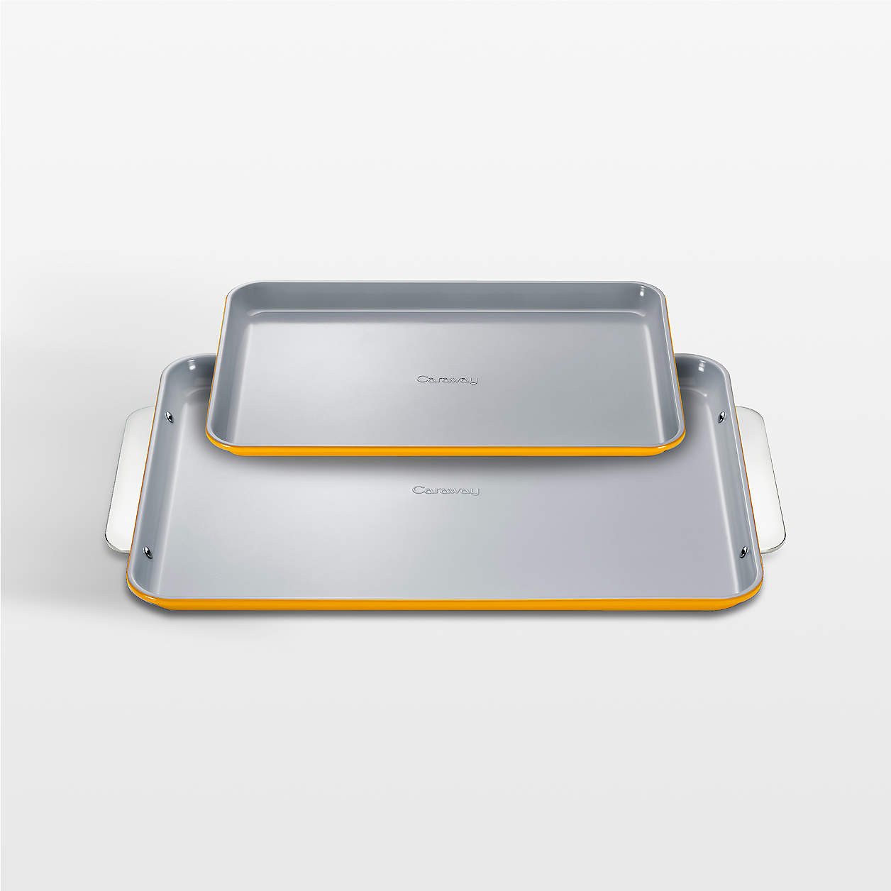 Caraway Marigold Ceramic Non-Stick 2-Piece Baking Sheet Duo + Reviews | Crate & Barrel | Crate & Barrel