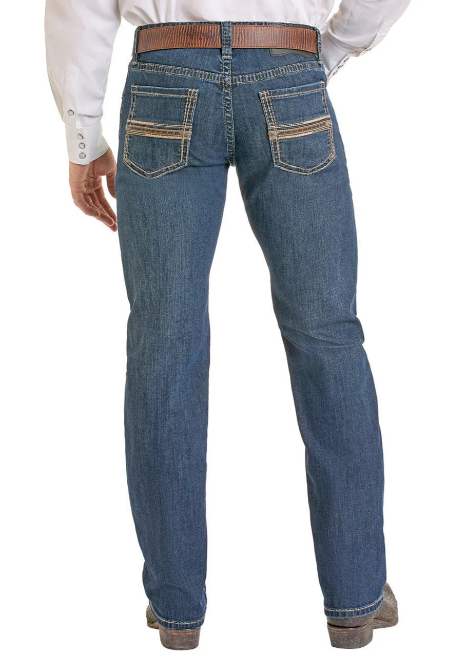 Slim Fit Embroidered Pocket Straight Leg Jeans - 42W | Rock & Roll Denim