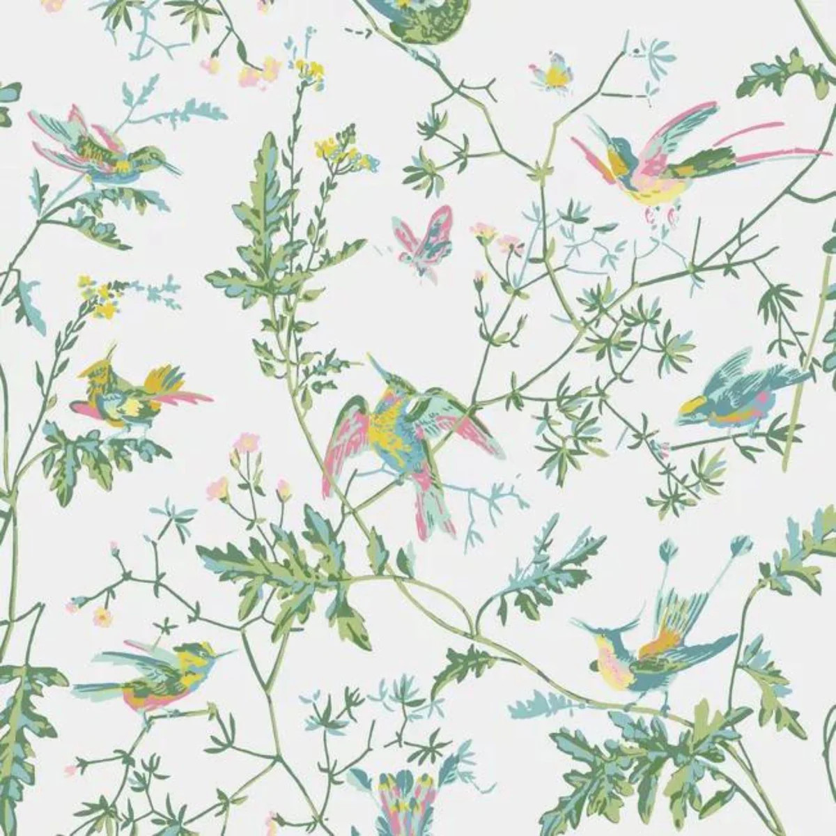 Green and Pink Hummingbirds Wallpaper | The Well Appointed House, LLC
