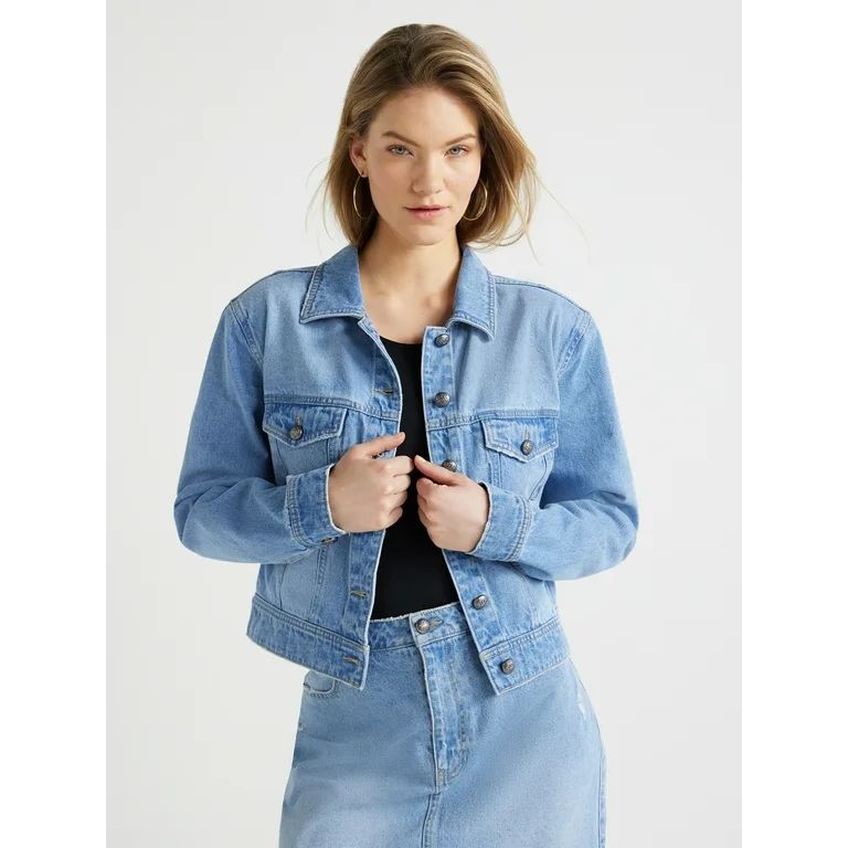 Scoop Women’s Crop Jean Jacket, Sizes XS-XXL | Walmart (US)