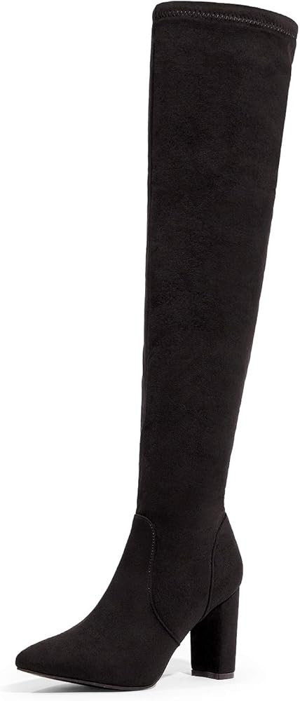 DREAM PAIRS Women's Thigh High Fashion Boots Over The Knee Block Heel Boots | Amazon (US)