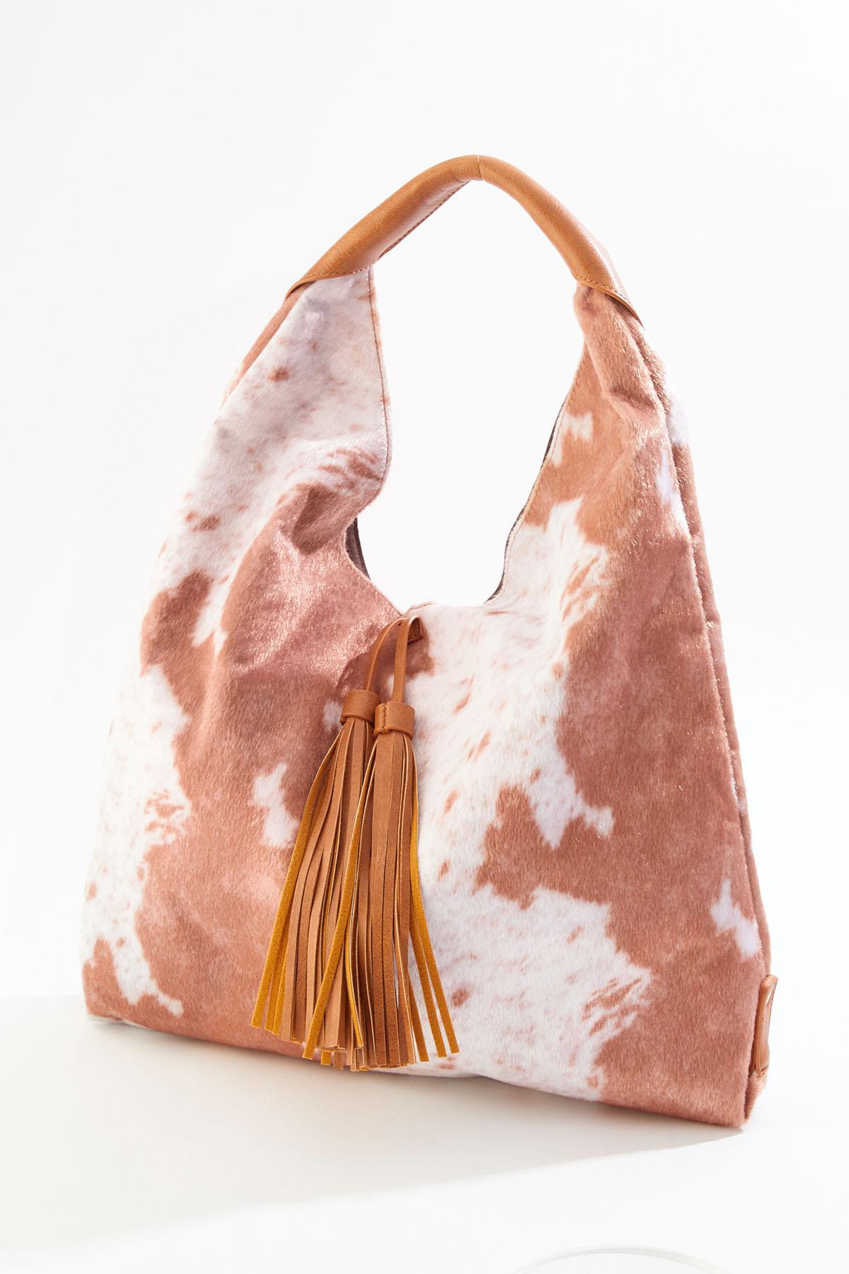 Western Cow Printed Hairy Hobo Bag | Cato Fashions