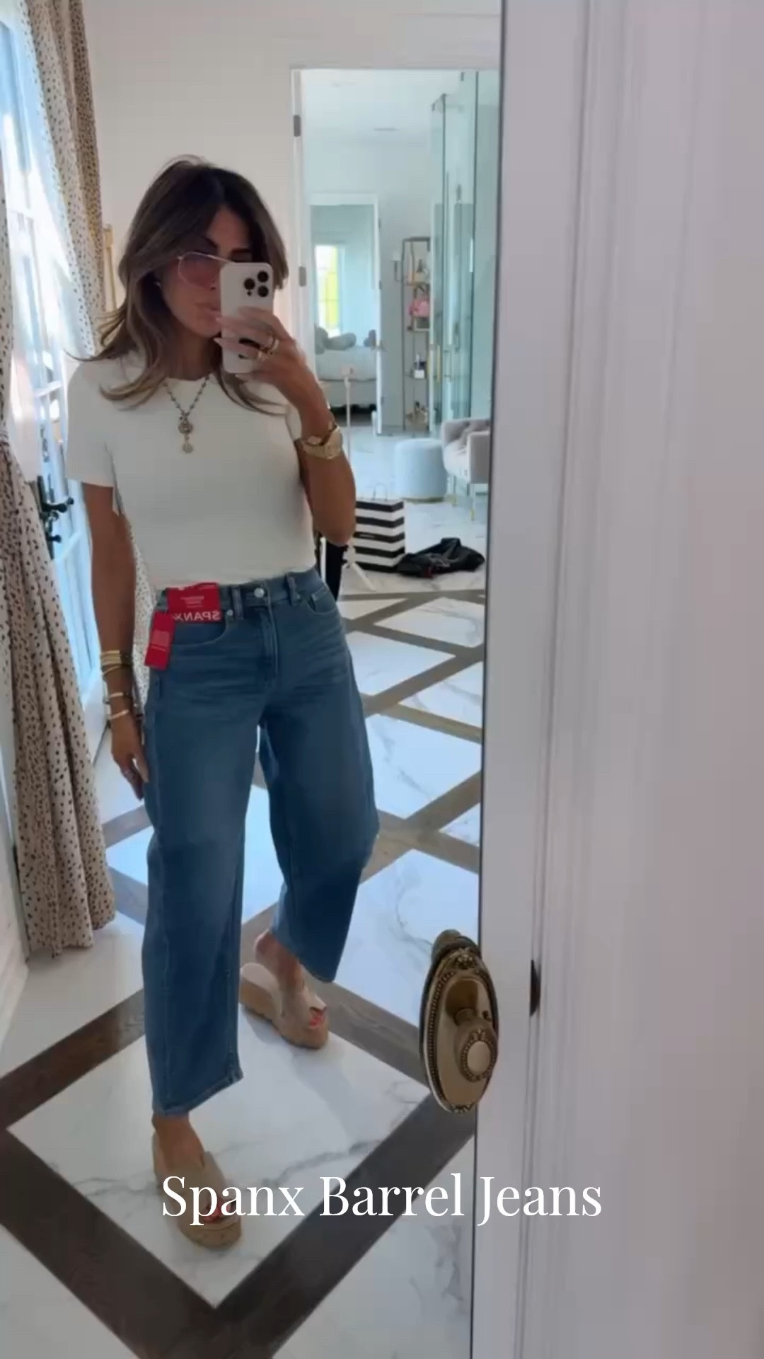 I am wearing a size small in this Spanx tee and a size XS in these barrel jeans! Shop @Spanx sitewide sale and get 20% off only in the LTK app! 

Spanx, Spanx Sale, LTK Spring Sale, Sale, Sale Alert, Spring Outfits, Spring Fashion, Spring Outfits 2026, Spring Sale, Emily Ann Gemma 

#LTKSaleAlert #LTKSpringSale #LTKootd