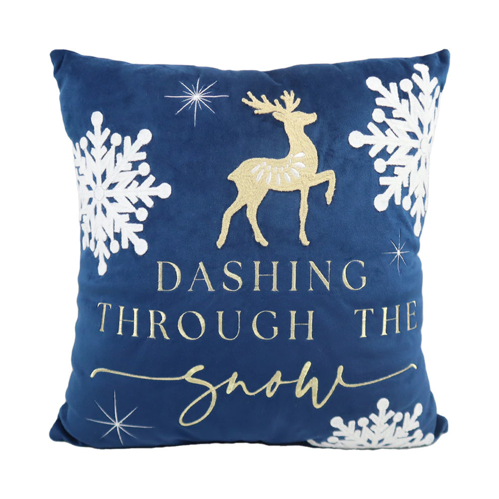 Holiday Living Blue, Gold White Snowflake Christmas Pillow Polyester | LW237754 | Lowe's