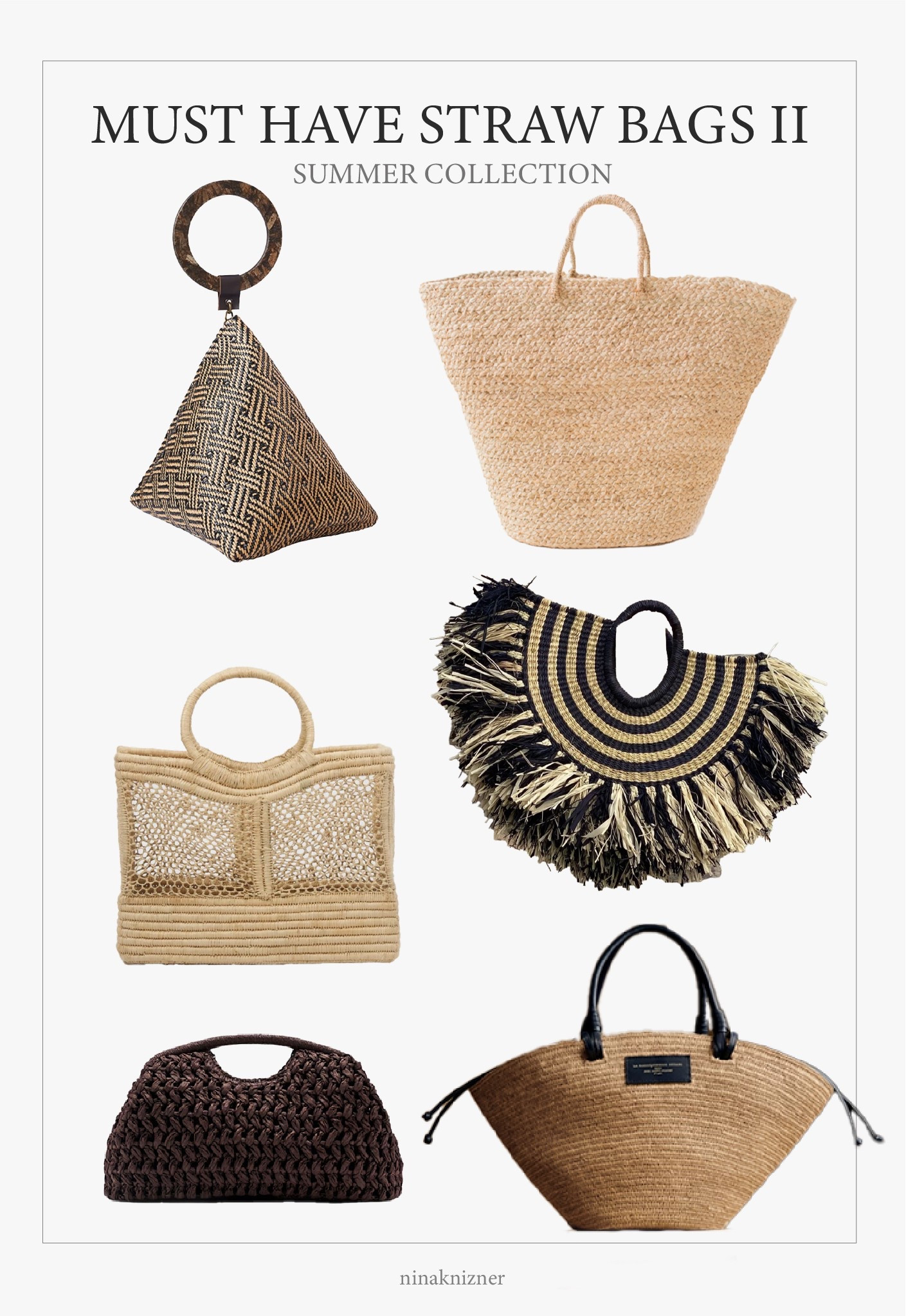 Gorgeous summer bags I’m totally in love with. Part II.

Love these raw materials in neutrals, browns and blacks. Can be worn with a dress, jeans and a T-shirt or a swimsuit..Super versatile and a summer must have. 

The top left item is a handmade triangle bag I bought on Santorini. It’s made by Blue in Greece, and it’s their teabag. Couldn’t find a link but you can search it on Google. I really wanted to include it because it’s a unique one of a kind bag, and the craftsmanship is exceptional. Completely obsessed with it.

The light brown basket bag I bought in Marrakesh, but found the exact one on Etsy so I’m linking it below…

The Sezane one is a Parisian brand, and the top right one is made in Africa by local tribes. 

#neutraloutfits #summerbag #capsulewardrobe #strawbag #quietluxury #luxuryonabudget #artisanal

#LTKSeasonal #LTKStyleTip #LTKSummerEdit #LTKItBag