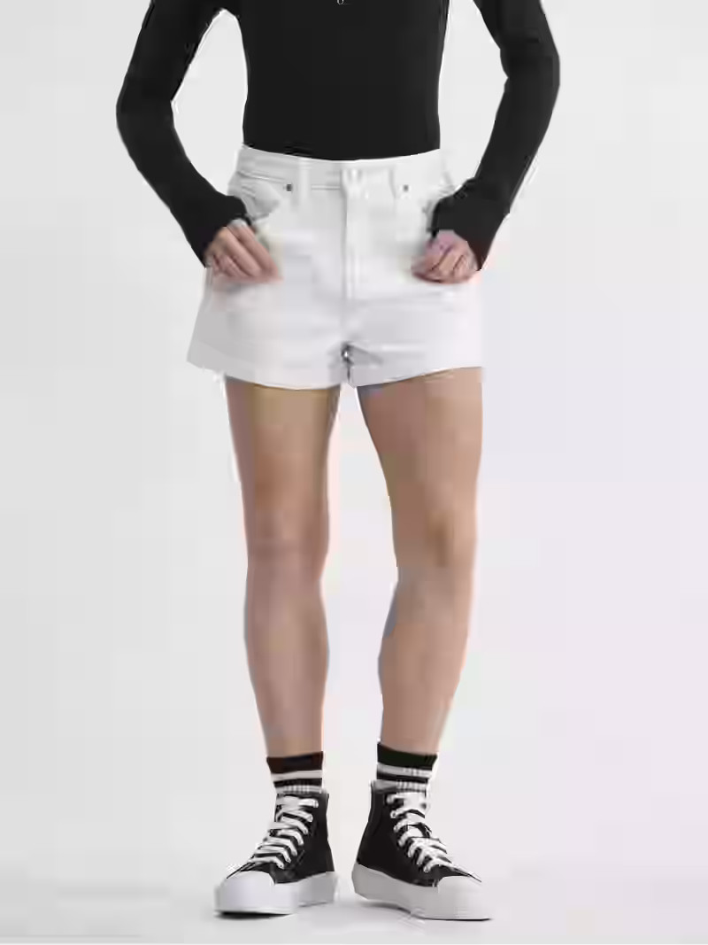 No Boundaries High Rise Denim Rolled Cuff Shorts, Women's | Walmart (US)