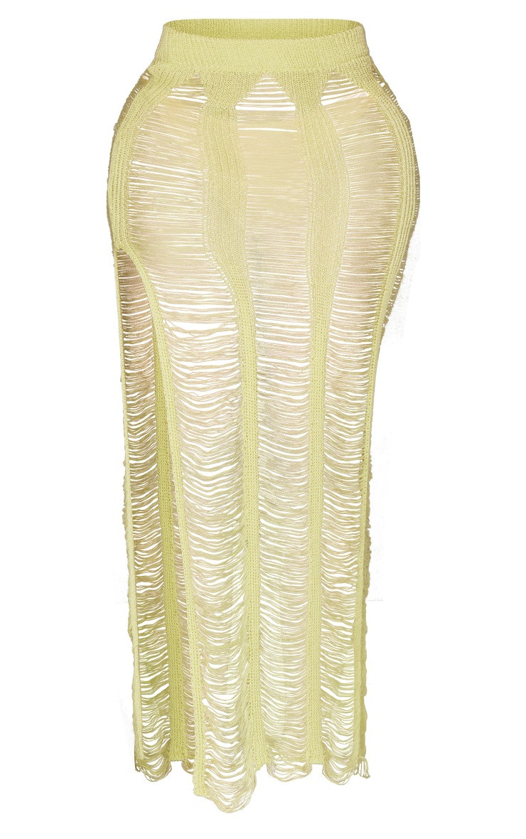 Shape Lime Knit Ladder Maxi Skirt | PrettyLittleThing US