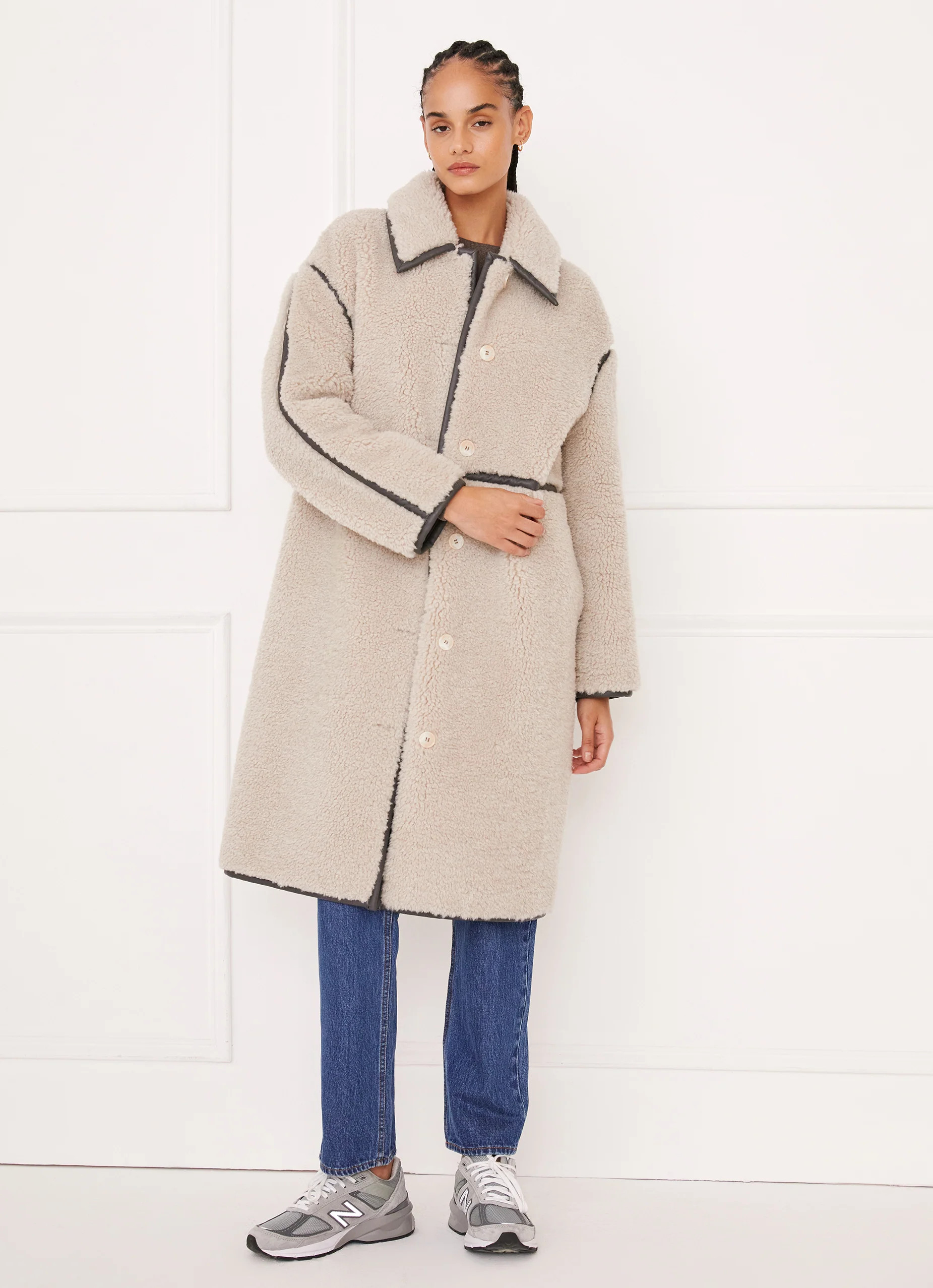 Reversible Faux Shearling Coat | Something Navy