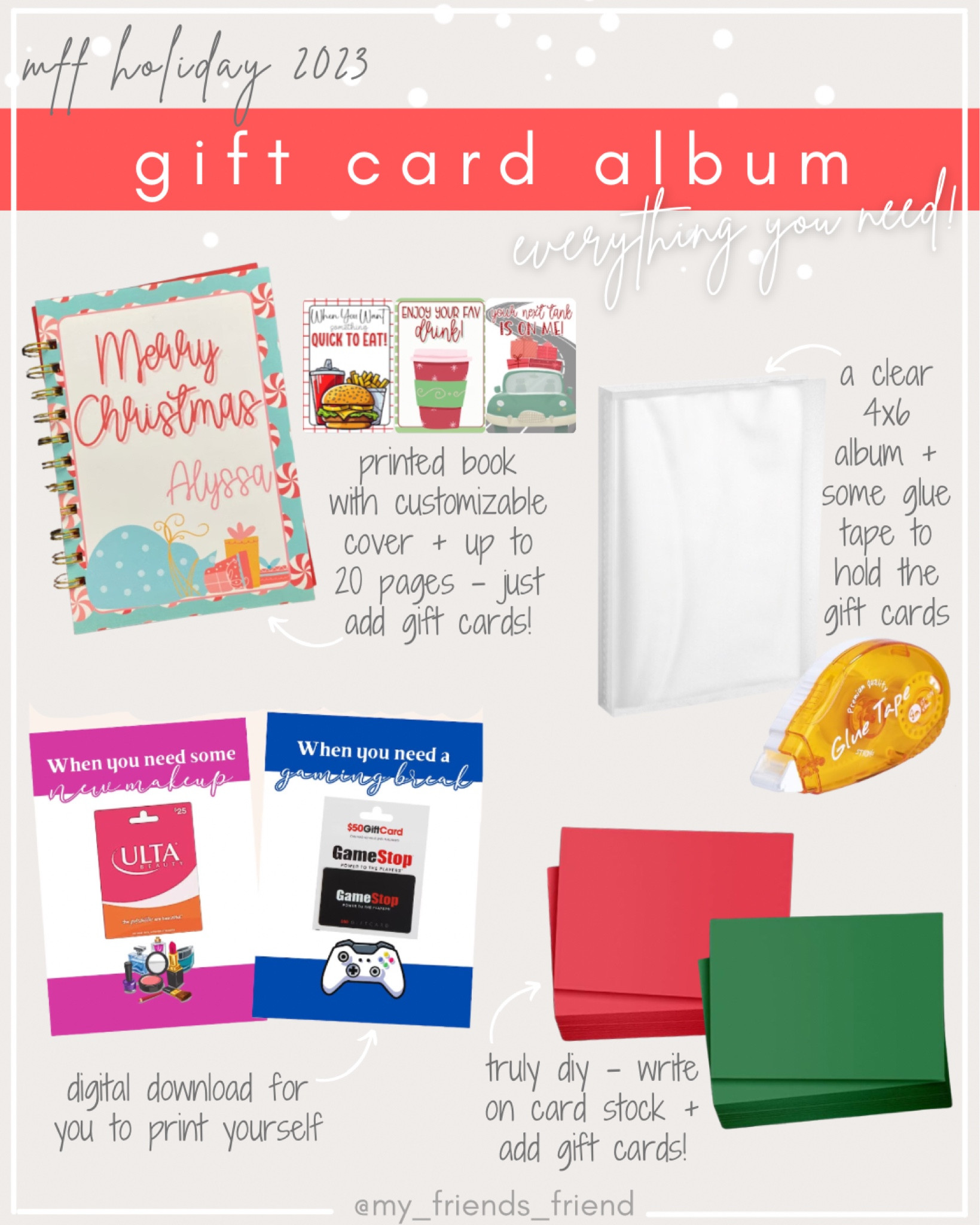 everything you need to give tweens + teens what they really want this holiday - these gift card albums are the cutest!

can buy printed, download digital files to print yourself or DIY with some card stock 💸 #mffmademedoit

gift ideas//gift ideas for teens//gift ideas for tweens//gift card album// gift guide//christmas gifts//hanukkah gifts

#LTKkids #LTKGiftGuide #LTKHoliday