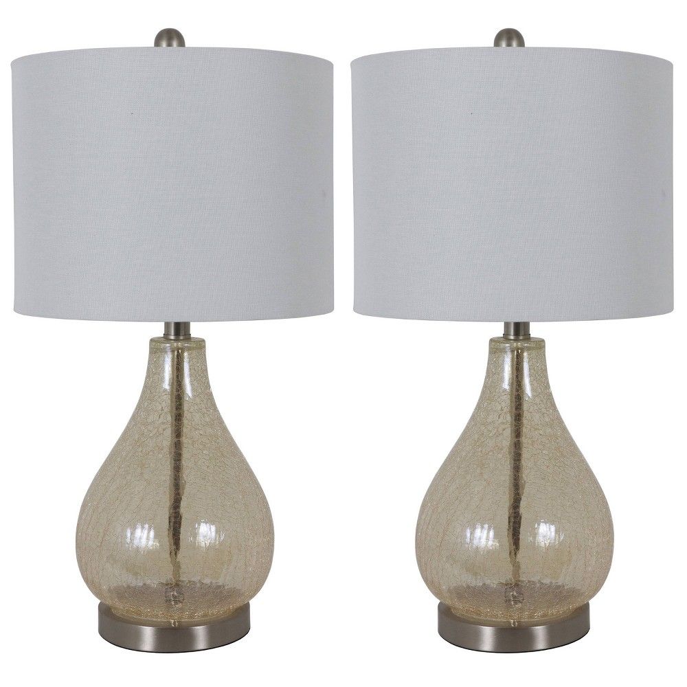 22.5" Set of 2 Crackled Teardrop Table Lamp Iridescent Gold - Decor Therapy | Target