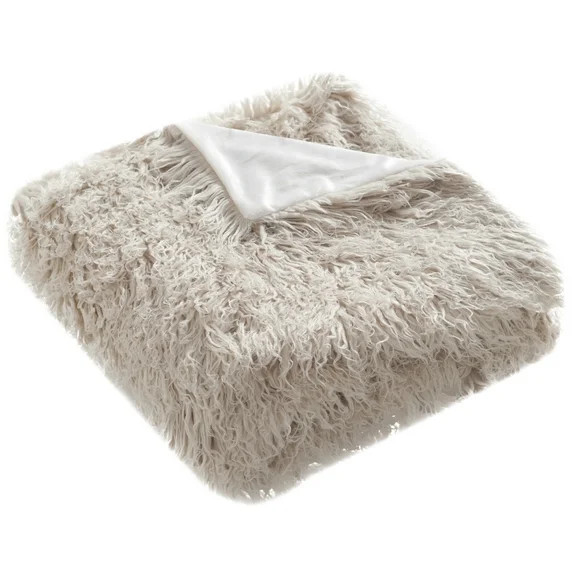 SAFAVIEH Faux Sheepskin Solid Fur Throw, 50" x 60", Taupe | Walmart (US)