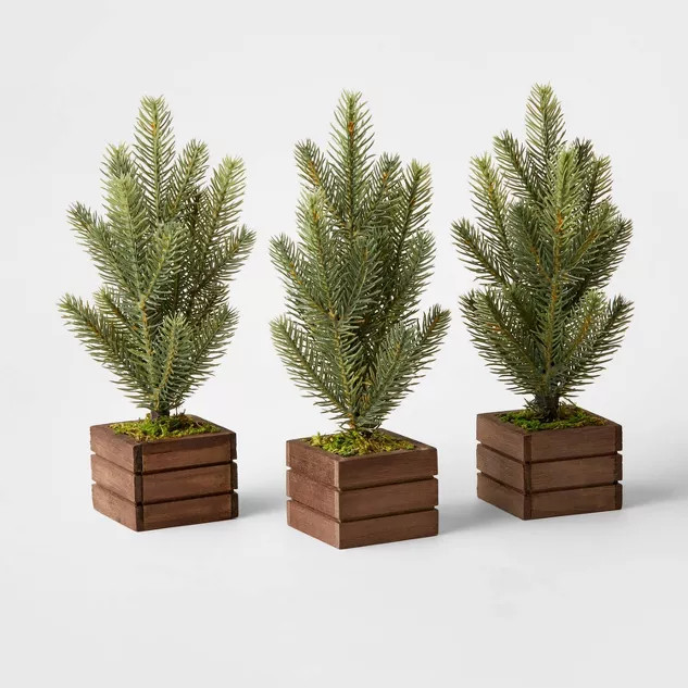 3ct 10" Faux Greenery Tree with Wood Base - Wondershop™ | Target