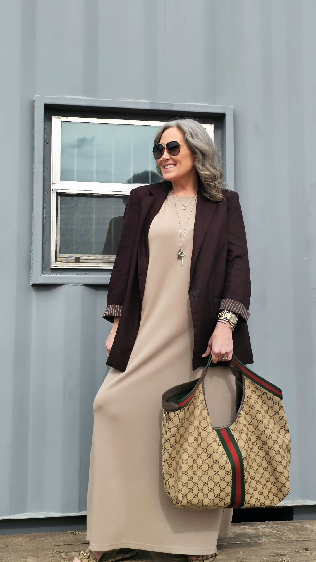 Brown and light khaki is the ultimate color combination for ANY season. How perfect is this pocketed scuba dress and this gorgeous linen blazer paired with Gucci is the most classic look. This pairing will be worn over and over. 

5’6 160lbs wearing a Lrg in Jacket and XL in dress (for extra room. I can wear a Lrg but I like the XL better)

#LTKMidsize #LTKOver40 #LTKootd