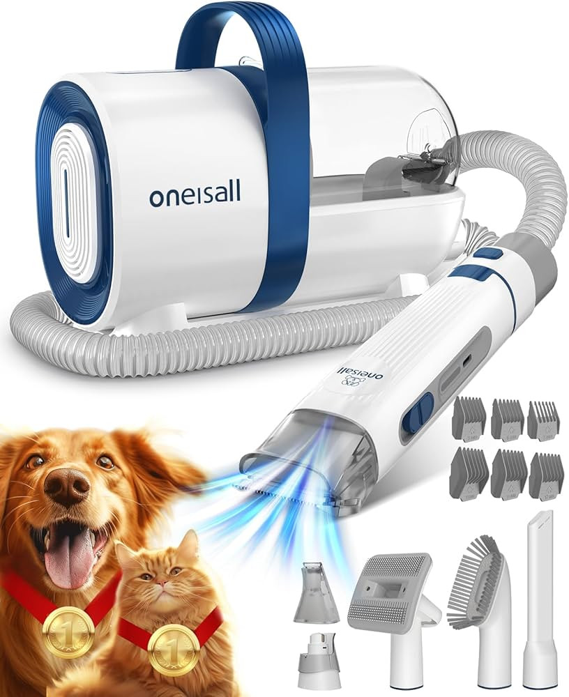 oneisall Dog Hair Vacuum & Dog Grooming Kit, Pet Grooming Vacuum with Pet Clipper Nail Grinder, 1... | Amazon (US)