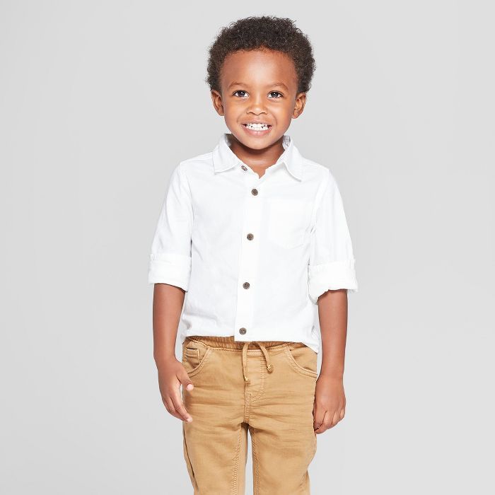 Toddler Boys' Long Sleeve Oxford Button-Down Shirt - Cat & Jack&#153; White | Target