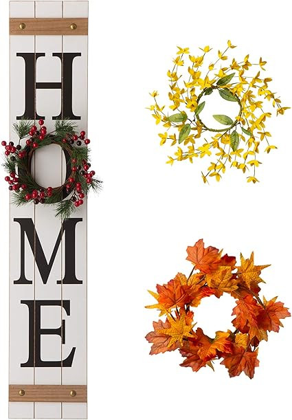 Glitzhome Welcome Sign for Front Door Porch Rustic Farmhouse Wooden Hanging Wall Sign with 3 Inte... | Amazon (US)